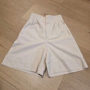 Ray BEAMS Shorts Size 0 Oatmeal Beige Linen Blend High Waisted Wide Leg NWOT
